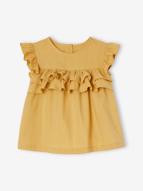 Blusa com folhos, para bebé amarelo-pálido 