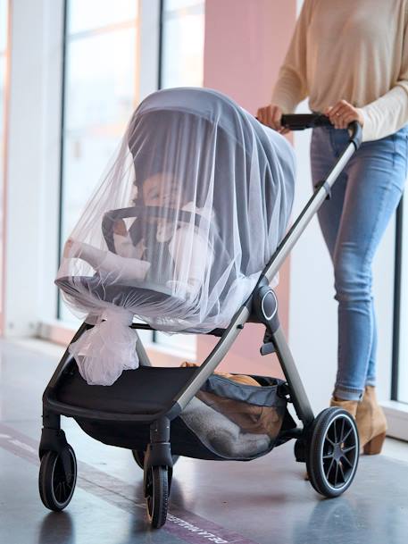 Mosquiteiro para carrinho de bebé e cama de apoio BRANCO CLARO LISO 