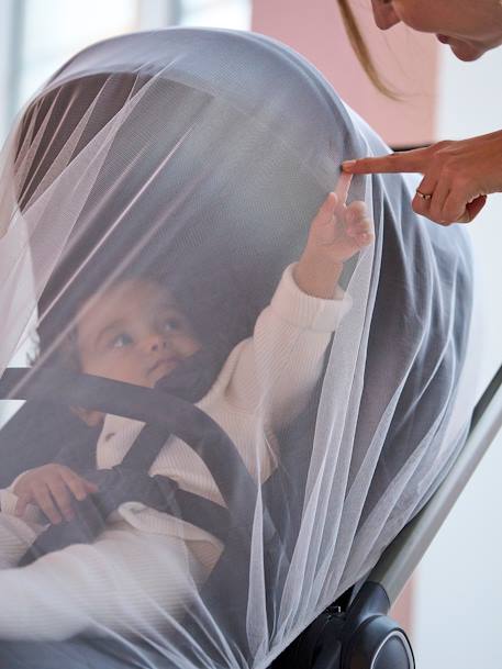 Mosquiteiro para carrinho de bebé e cama de apoio BRANCO CLARO LISO 