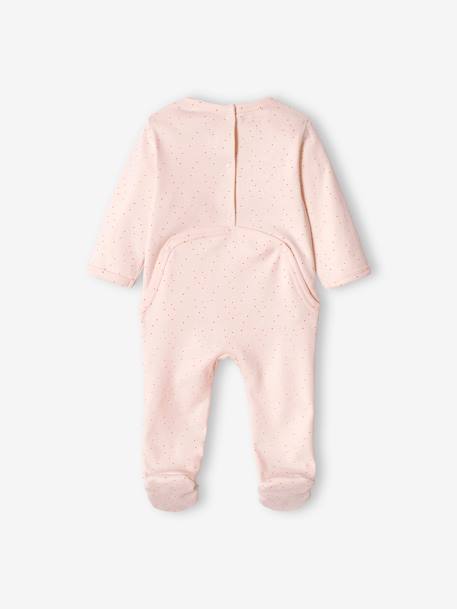 Lote de 2 pijamas cereja, em interlock, para bebé menina rosa-pálido 