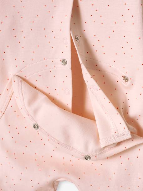 Lote de 2 pijamas cereja, em interlock, para bebé menina rosa-pálido 