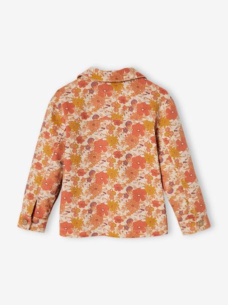 Casaco estampado às flores, para menina rosa-nude 