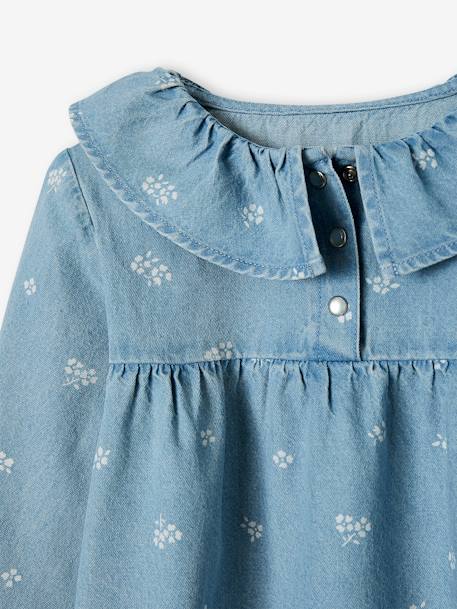 Camisa de ganga, estampado às flores, para menina double stone 