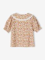 Blusa às flores, gola claudine, mangas curtas, para menina cru 