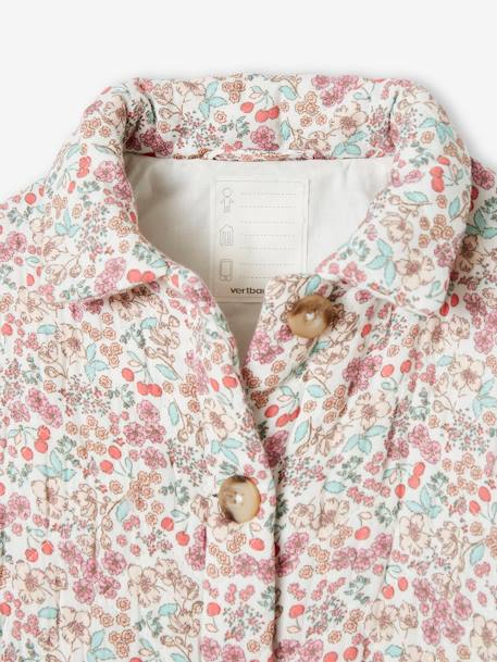 Casaco acolchoado, estampado às flores, para menina cru 