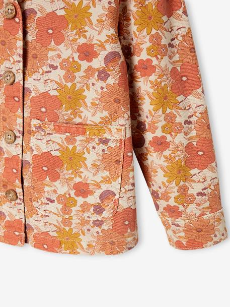 Casaco estampado às flores, para menina rosa-nude 