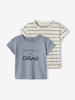 Bebé 0-36 meses-T-shirts-T-shirts-Lote de 2 t-shirts basics de mangas curtas, para bebé