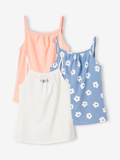 -Lote de 3 tops de alças finas Basics, para menina