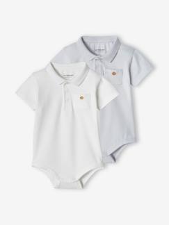 Bebé 0-36 meses-T-shirts-Lote de 2 bodies com gola polo e bolso, para recém-nascido