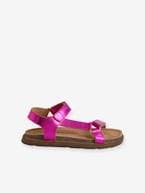 Sandálias em pele, com tiras autoaderentes, para menina fúchsia+lilás 
