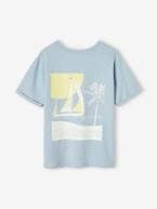 T-shirt com barco grande atrás, para menino azul-céu 