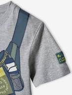 T-shirt estampada com bolsa de cintura a fingir e bolso com fecho, para menino cinza mesclado 
