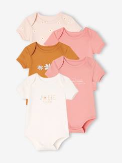 Bebé 0-36 meses-Bodies-Lote de 5 bodies margaridas, de mangas curtas, para bebé
