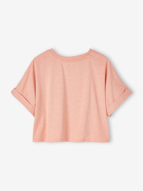 T-shirt cropped, de desporto, com motivos, para menina alperce 