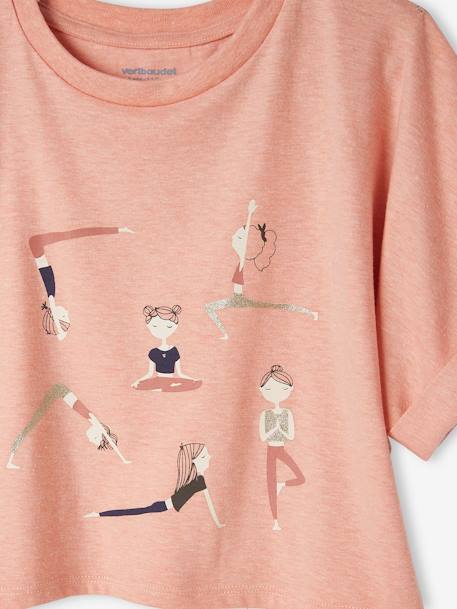 T-shirt cropped, de desporto, com motivos, para menina alperce 