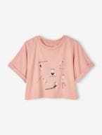 T-shirt cropped, de desporto, com motivos, para menina alperce 