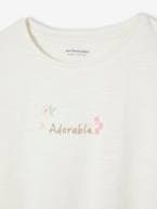 T-shirt com bordado 'adorable', mangas curtas aos favos cru 