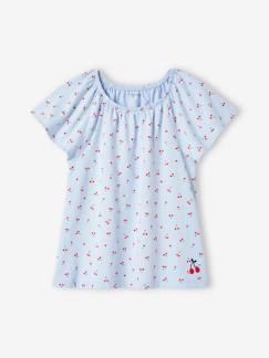 Menina 2-14 anos-Blusa estampada com mangas borboleta, para menina