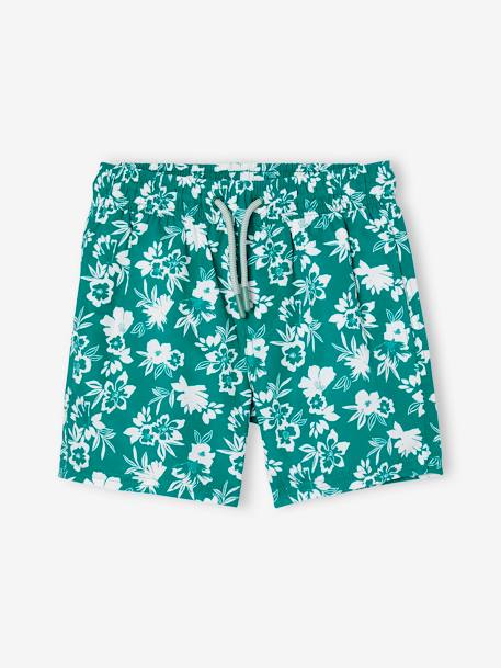 Calções de banho estampados, para menino verde-menta 