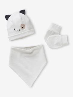 Bebé 0-36 meses-Acessórios-Gorros, cachecóis, luvas-Conjunto  Cão, personalizável, com gorro + luvas de polegar + lenço, em malha, para bebé