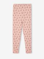 Leggings estampadas às flores, em malha ajurada fantasia, para menina rosado 