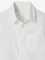 Camisa lisa, de mangas compridas, para menino branco 