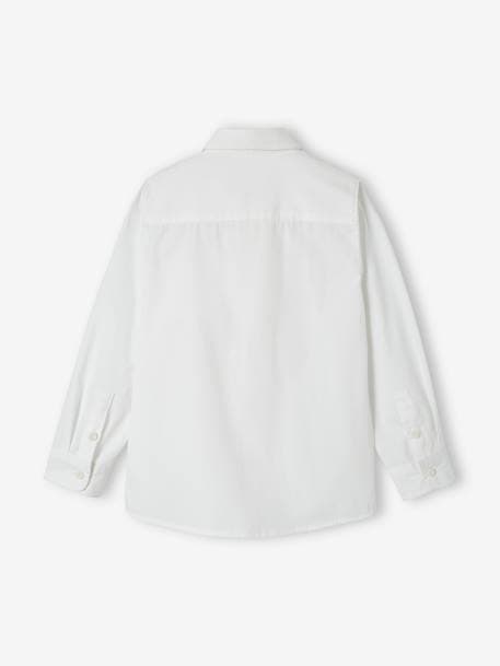 Camisa lisa, de mangas compridas, para menino branco 