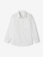 Camisa lisa, de mangas compridas, para menino branco 