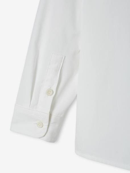 Camisa lisa, de mangas compridas, para menino branco 