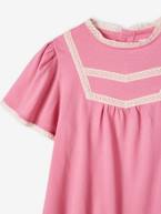 Blusa com detalhes de bordado ajurado, para menina rosa-bombom 