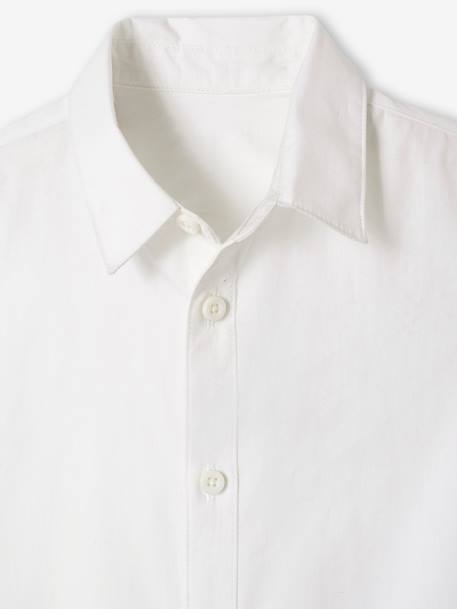 Camisa lisa, de mangas curtas, para menino branco 