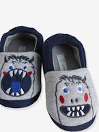 Pantufas monstro, em veludo, para criança cinza mesclado 