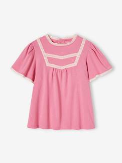 Menina 2-14 anos-Blusa com detalhes de bordado ajurado, para menina