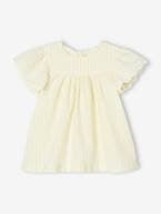 Conjunto de 3 peças: vestido + calções + fita de cabelo, para bebé amarelo-pastel 