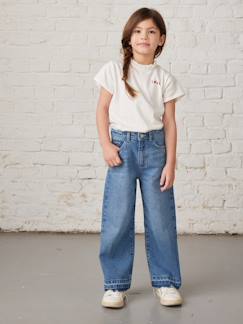 Denim-Menina 2-14 anos-Jeans largos, bases desfiadas, para menina
