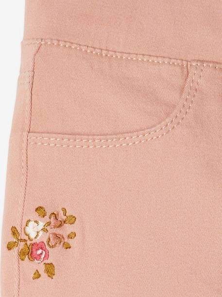 Treggings morfológicas bordadas, para menina, medida das ancas Larga rosado+VERDE ESCURO LISO COM MOTIVO 