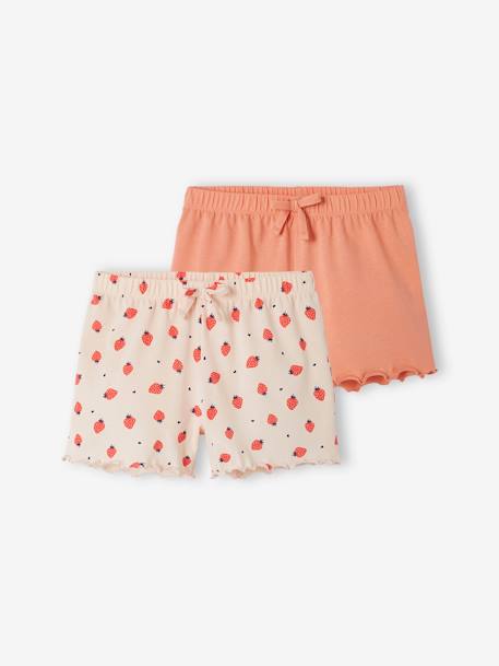 Lote de 2 calções de pijama para menina rosa 