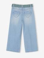 Jeans largos e cinto em gaze de algodão, comprimento pelos tornozelos, para menina double stone+stone 