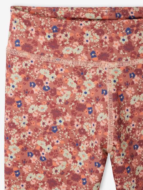 Leggings de desporto estampadas, em matéria técnica, para menina azul+terracota 