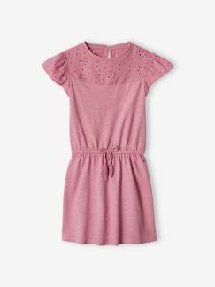 Menina 2-14 anos-Vestido com bordado inglês, para menina