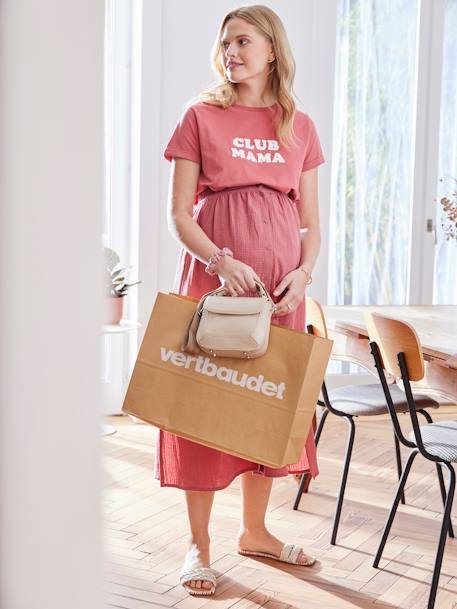 T-shirt personalizável, com mensagem, em algodão bio, para grávida antracite+rosa-velho 