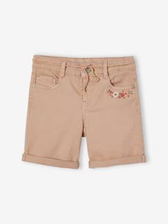 Menina 2-14 anos-Bermudas com flores bordadas, para menina