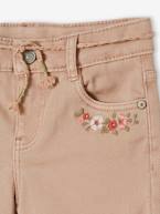 Bermudas com flores bordadas, para menina rosado 