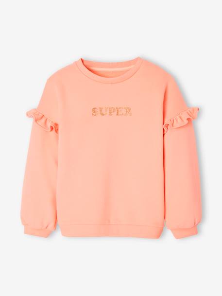 Sweat com folhos, personalizável, para menina ferrugem+pêssego+rosa-velho 