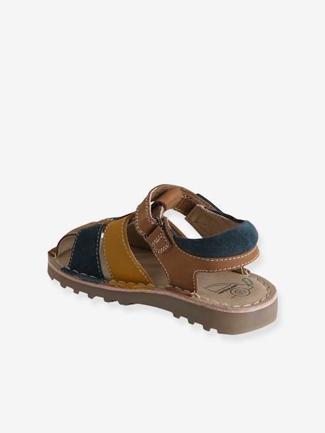 Sandálias com barra autoaderente, para criança, coleção autonomia bege+lote azul+marinho 