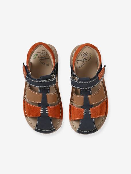 Sandálias com barra autoaderente, para criança, coleção autonomia bege+lote azul+marinho 