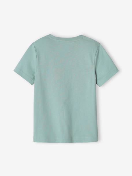 T-shirt com dinossauro grande, para menino AZUL VIVO LISO COM MOTIVO+verde-menta 