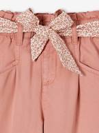 Calças paperbag com cinto tipo lenço estampado, para menina rosa-blush 
