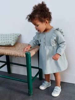 Bebé 0-36 meses-Vestido em moletão, folho em bordado inglês, para bebé