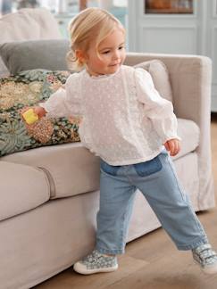 Bebé 0-36 meses-Blusa em bordado inglês, com folhos, para bebé